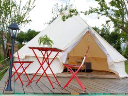 Bell tent with its own deck