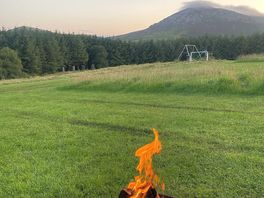 Fire pit at sunset