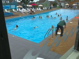 The outdoor heated pool