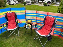 Setting up the chairs for nighttime.