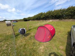 Simple tent setup showing context of site