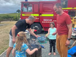 Fire bin by the fire engine