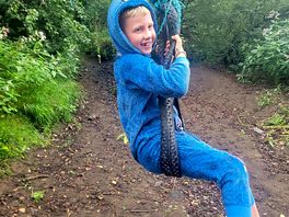 We found a tree swing near the river.small