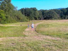 Exploring the site to make sure we had the pitch we wanted.