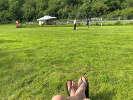 Chilled out with son making friends