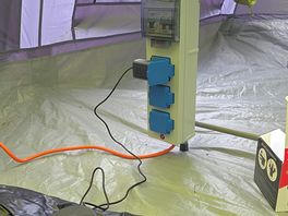 Tent electric hookup.