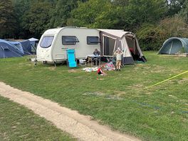 Our caravan all set up with lots of space