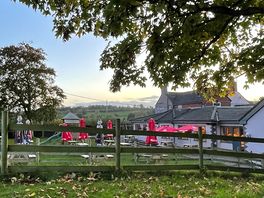 View from where we pitched the tent looking towards the pub and main road