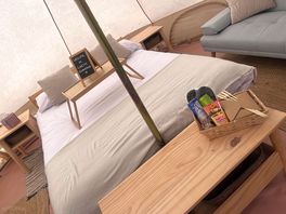 Inside the bell tent