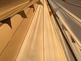 Early morning light inside the bell tent