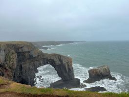 Nearby green bridge of wales and eregug stacks - 2.4 mile walk from site.