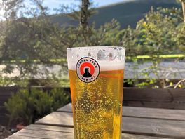 Refreshing beer after 13 mile hike round both the lakes