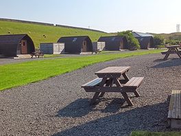 Outside eating areas for each pod
