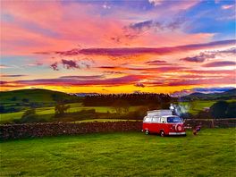 View over a neighbouring camper van in the evening