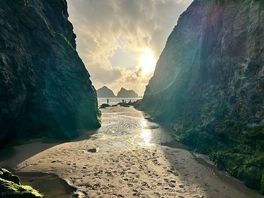 Sunset on holywell beach. those puddles were lovely and warm