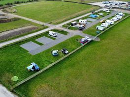 Overhead drone shot of campsite