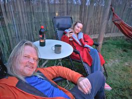 Enjoying the evening outside the yurt