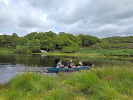 Canoeing on the campsite lake