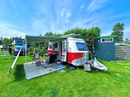 Our pitch with private shower loo