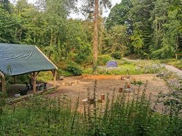 Fire pit and lodge.