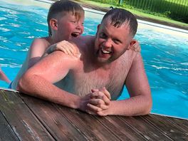 Quick dip in the pool after the drive from england