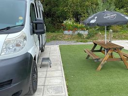 This was our pitch at the back of the car park