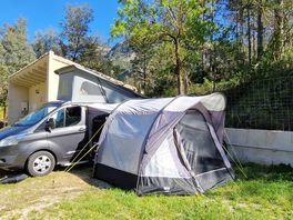 Toilet block next to pitch