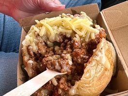 Amazing loaded baked potatoes bought on site
