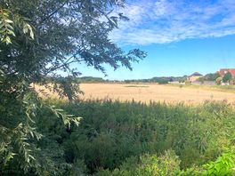 View from our pitch at the back of our motorhome overlooking fields.