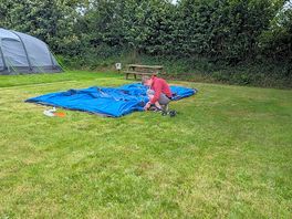 Pitch with tent footprint