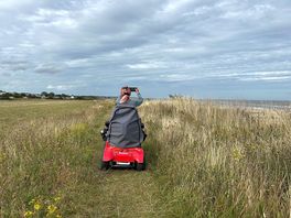 Lucies on her 4x4 power wheel chair , was able to go along the cliff top trail