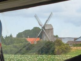 A nearby windmill