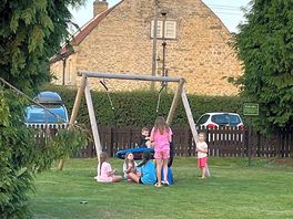 Kids from all the pitches playing together in the playground