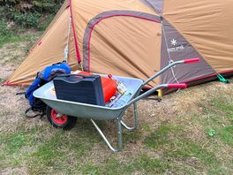 Using the wheelbarrow.