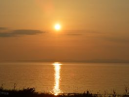 Sunset 2nd night, the golden reflection on the water is known locally as 'the road to the isles'.