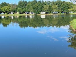 Our pitch by the lake!