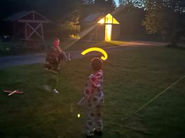 Boys playing at night