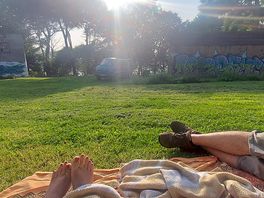 Enjoying the river view and sun before sunset