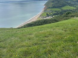 View of branscome beach from the coast path - quite a climb!