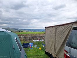 View from camper and tent