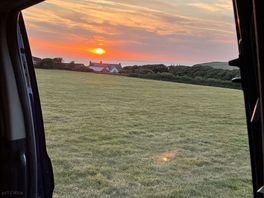 Beautiful sunset view from the camping field