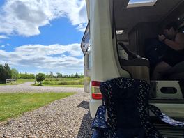Sat at the back of van