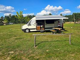 Camping pitch electric and water and a picnic bench