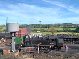 Steam engine on watercress line adjacent to campsite.