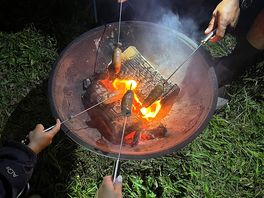 Sausages over the campfire