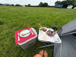 Having breakfast at the campsite