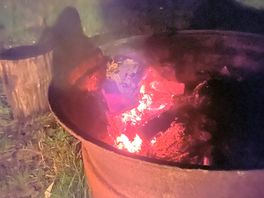 The fire pit, we also had chairs out there and elen bought us some blankets over for sitting outside