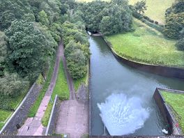 The dam end of the lake.