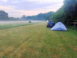 Misty camping field