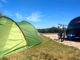 Happy to find some shade by my tent in the afternoon